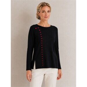 Angel Black Merino Wool Blend Sweater Red Cutout Detail Size Medium